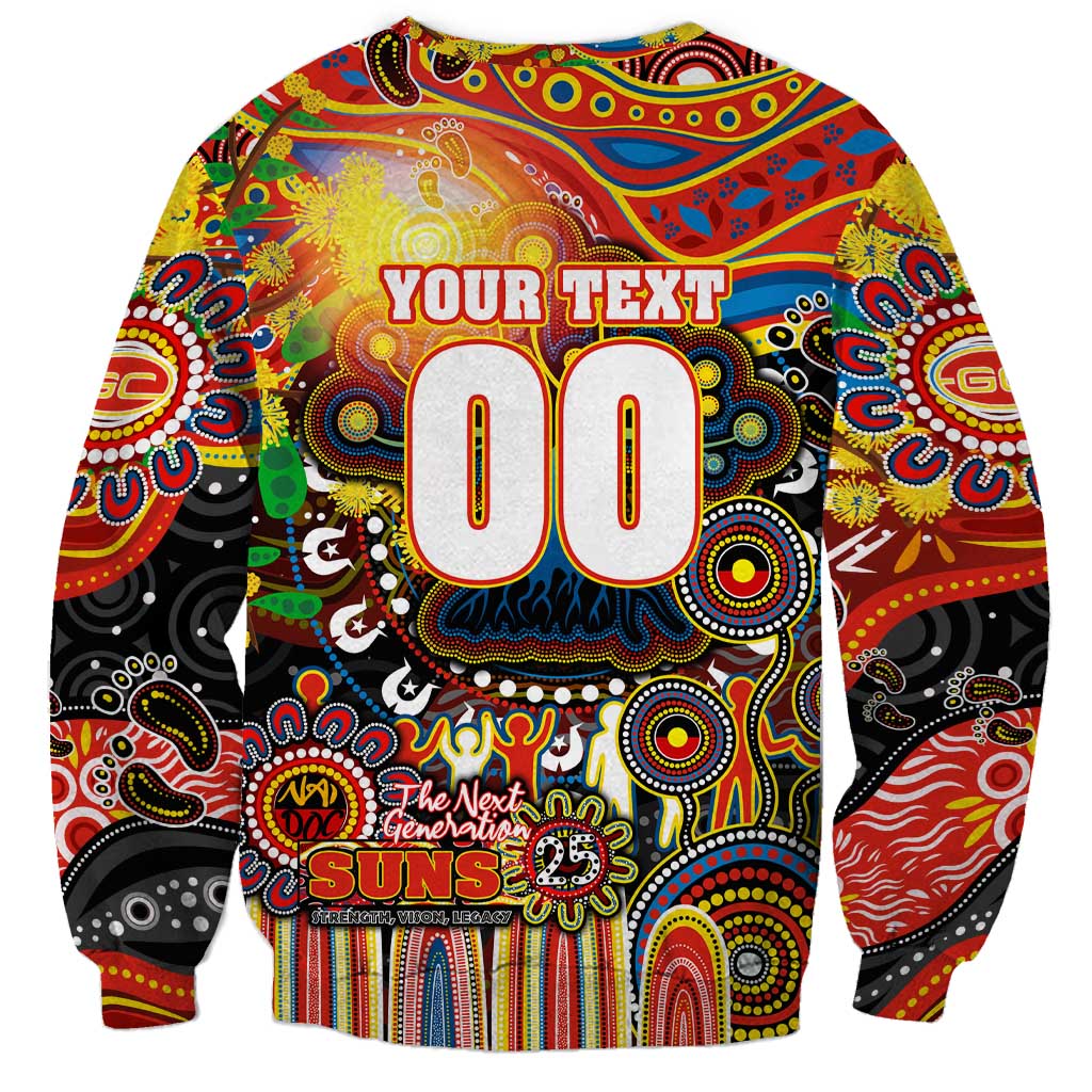 Personalised NAIDOC Week 2025 Suns Football Sweatshirt Aboriginal Dot Painting