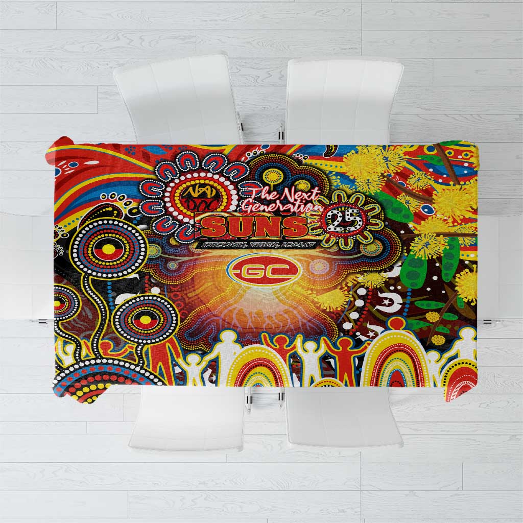 NAIDOC Week 2025 Suns Football Tablecloth Aboriginal Dot Painting