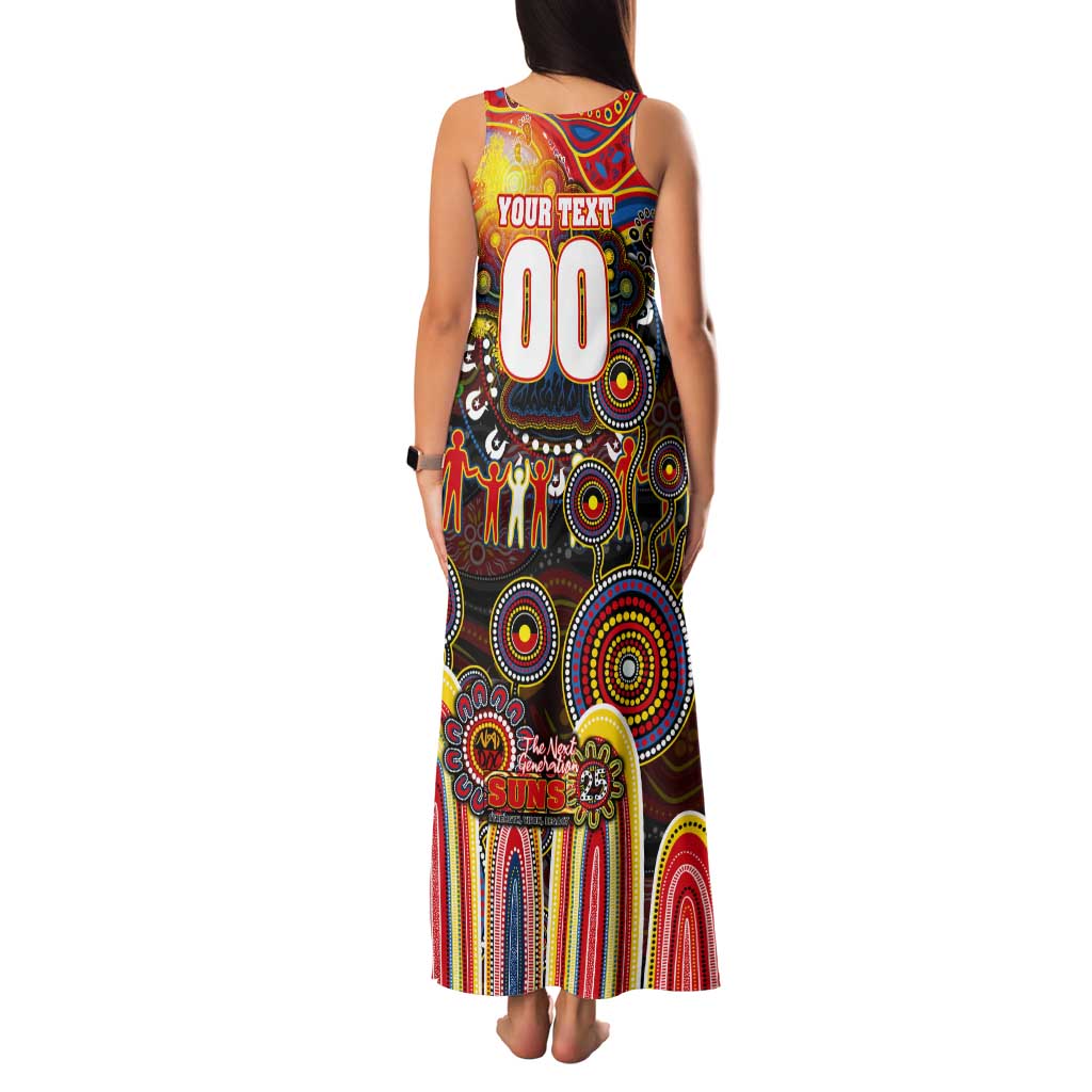 Personalised NAIDOC Week 2025 Suns Football Tank Maxi Dress Aboriginal Dot Painting