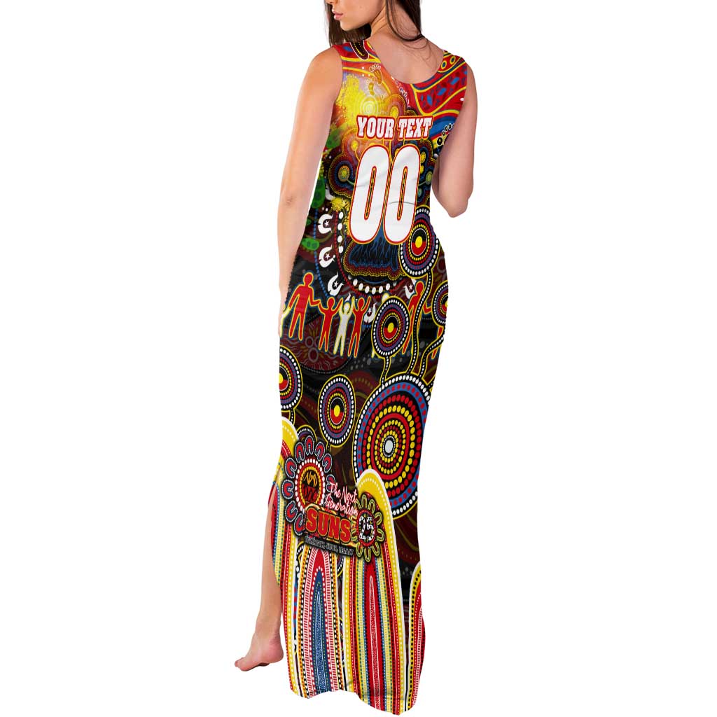 Personalised NAIDOC Week 2025 Suns Football Tank Maxi Dress Aboriginal Dot Painting