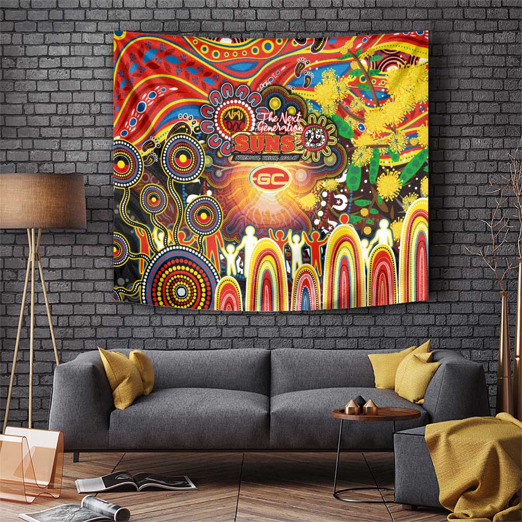 NAIDOC Week 2025 Suns Football Tapestry Aboriginal Dot Painting