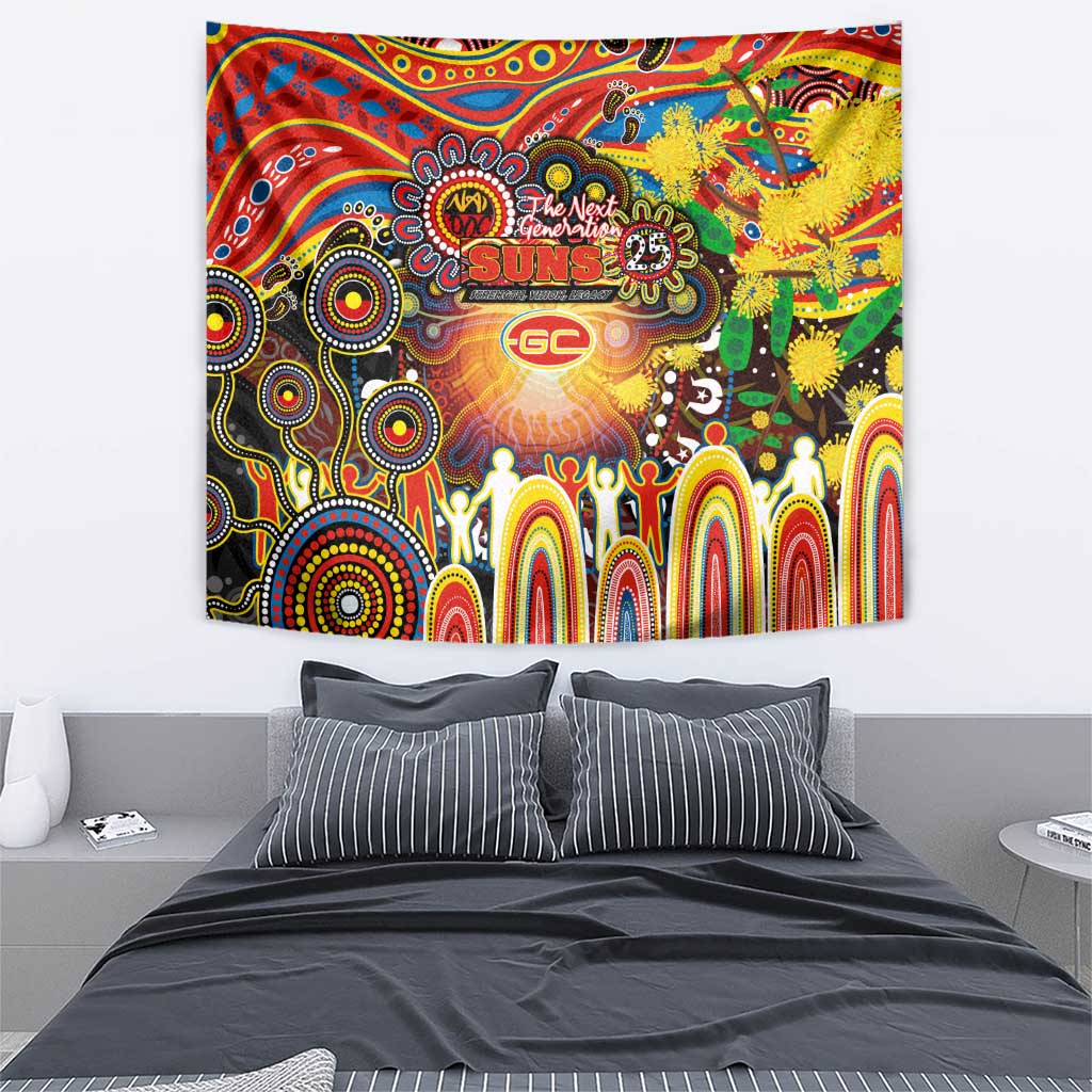 NAIDOC Week 2025 Suns Football Tapestry Aboriginal Dot Painting