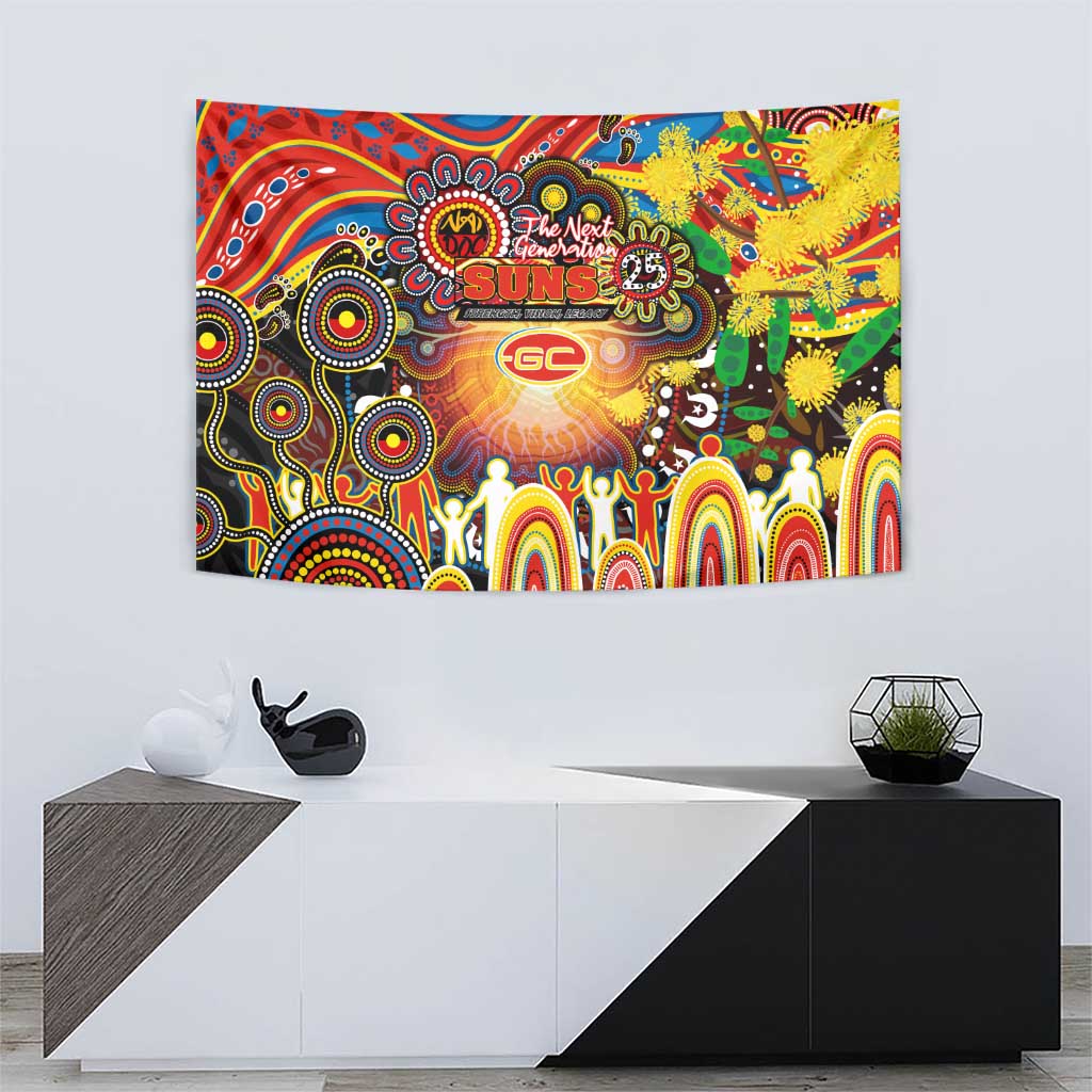 NAIDOC Week 2025 Suns Football Tapestry Aboriginal Dot Painting