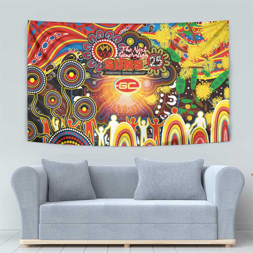NAIDOC Week 2025 Suns Football Tapestry Aboriginal Dot Painting