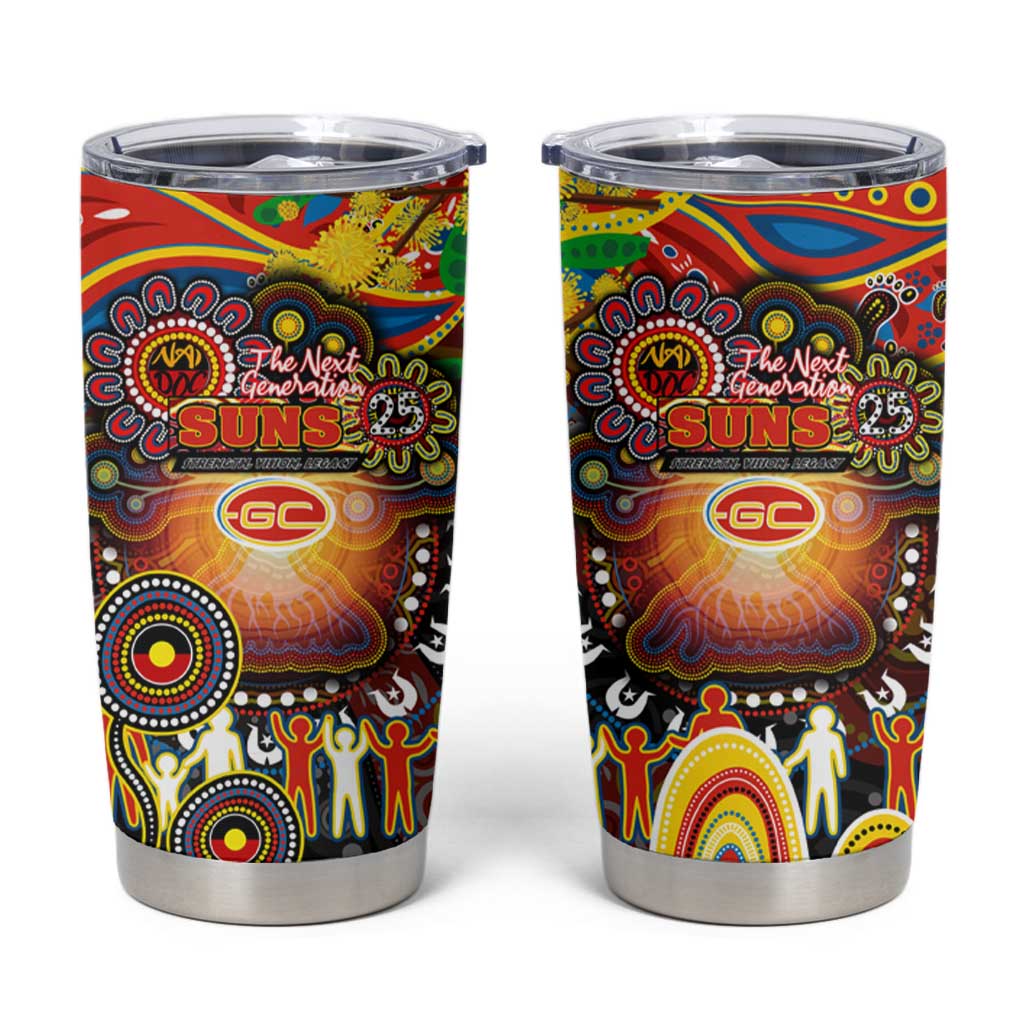 NAIDOC Week 2025 Suns Football Tumbler Cup Aboriginal Dot Painting