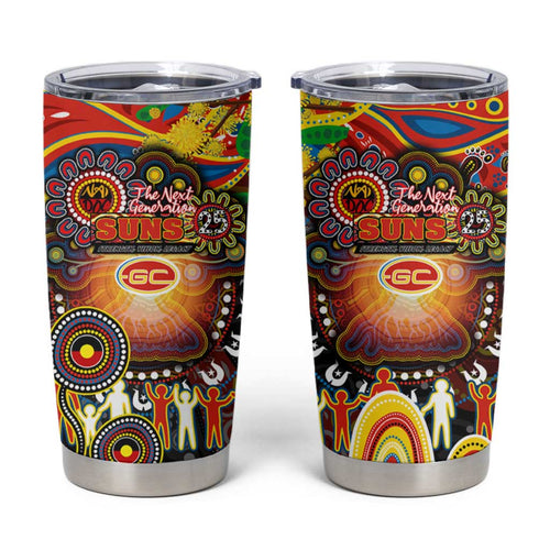NAIDOC Week 2025 Suns Football Tumbler Cup Aboriginal Dot Painting