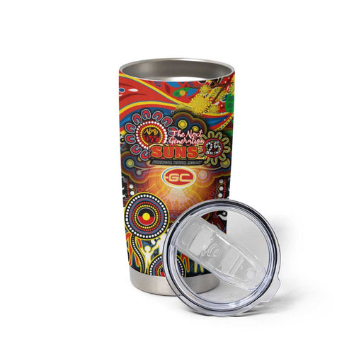 NAIDOC Week 2025 Suns Football Tumbler Cup Aboriginal Dot Painting