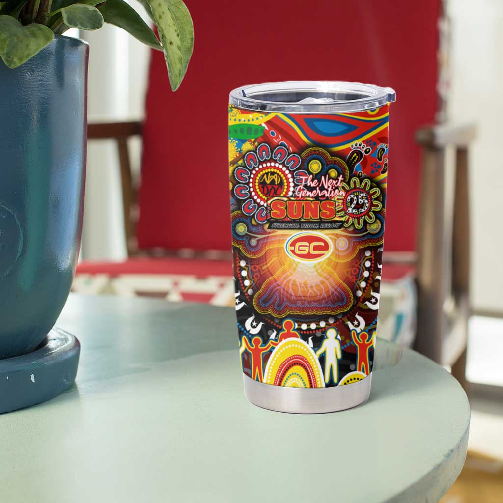 NAIDOC Week 2025 Suns Football Tumbler Cup Aboriginal Dot Painting