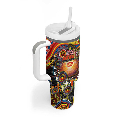 NAIDOC Week 2025 Suns Football Tumbler With Handle Aboriginal Dot Painting