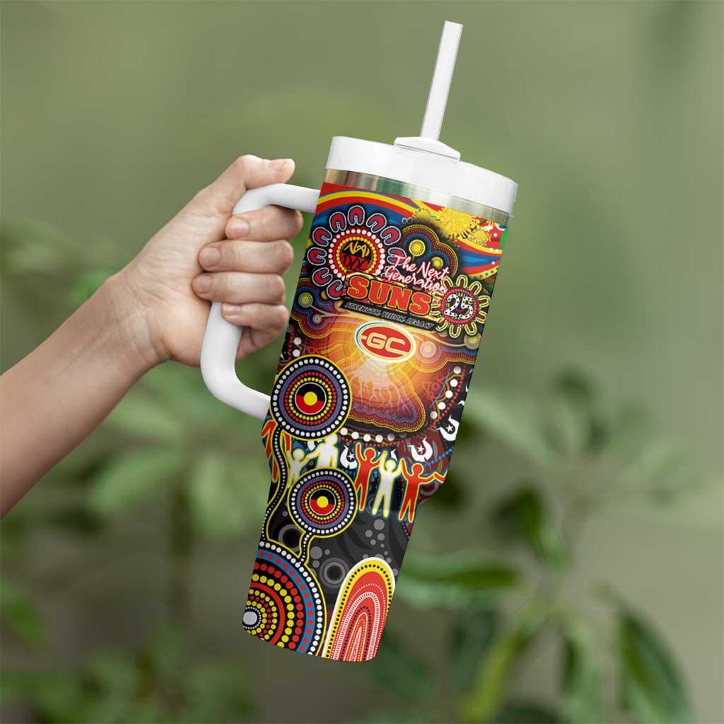 NAIDOC Week 2025 Suns Football Tumbler With Handle Aboriginal Dot Painting