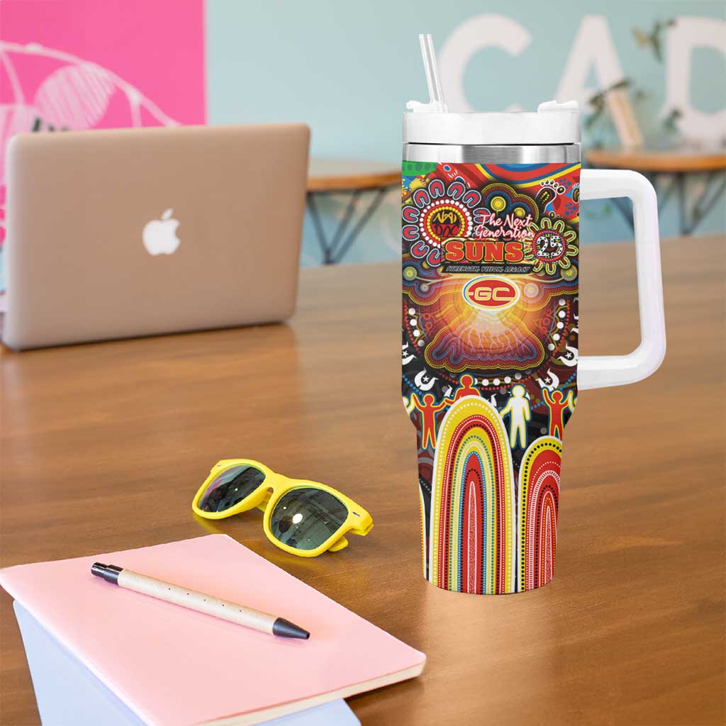 NAIDOC Week 2025 Suns Football Tumbler With Handle Aboriginal Dot Painting