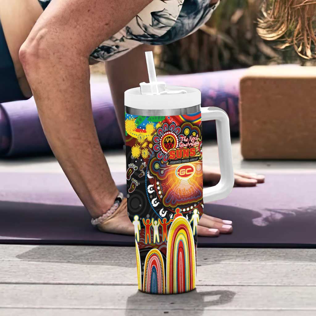 NAIDOC Week 2025 Suns Football Tumbler With Handle Aboriginal Dot Painting
