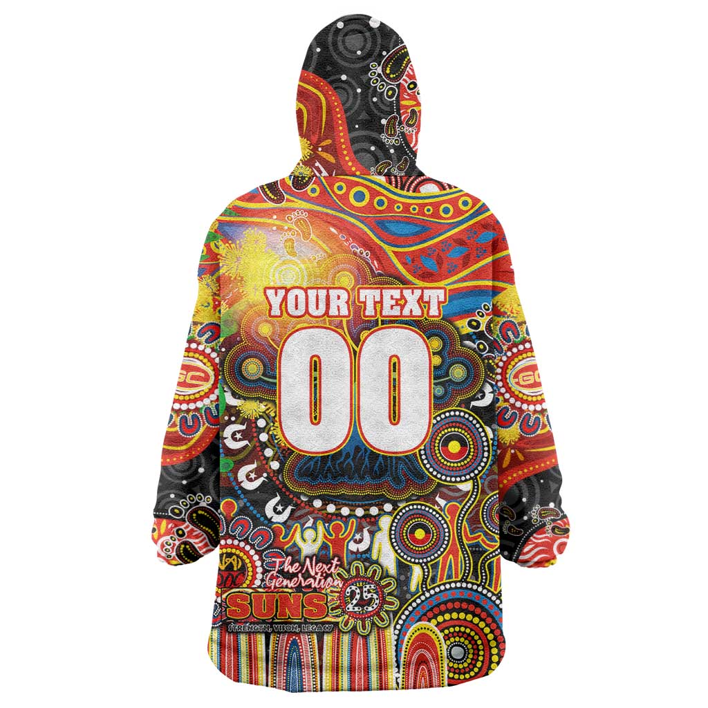 Personalised NAIDOC Week 2025 Suns Football Wearable Blanket Hoodie Aboriginal Dot Painting