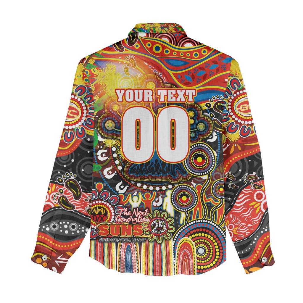 Personalised NAIDOC Week 2025 Suns Football Women Casual Shirt Aboriginal Dot Painting