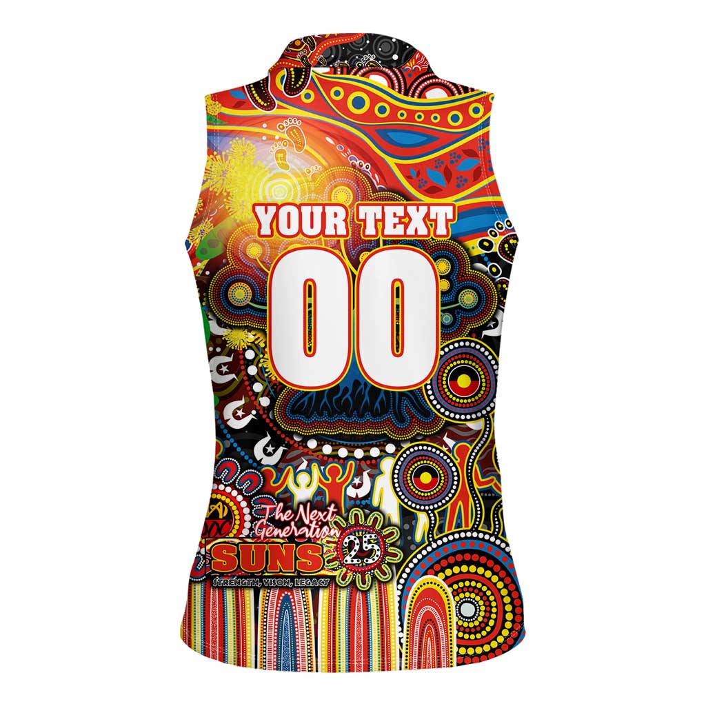 Personalised NAIDOC Week 2025 Suns Football Women Sleeveless Polo Shirt Aboriginal Dot Painting