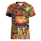 Personalised NAIDOC Week 2025 Suns Football Women V-Neck T-Shirt Aboriginal Dot Painting