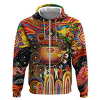 Personalised NAIDOC Week 2025 Suns Football Zip Hoodie Aboriginal Dot Painting