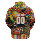 Personalised NAIDOC Week 2025 Suns Football Zip Hoodie Aboriginal Dot Painting