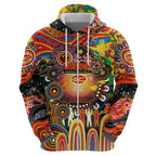 Personalised NAIDOC Week 2025 Suns Football Zip Hoodie Aboriginal Dot Painting