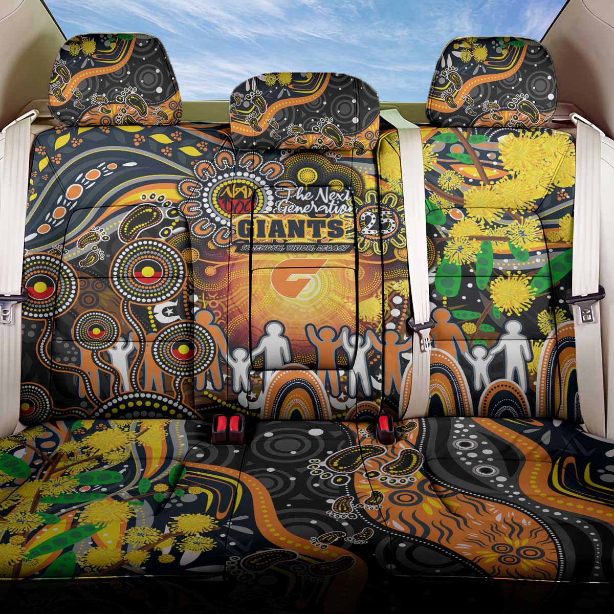 NAIDOC Week 2025 Giants Football Back Car Seat Cover Aboriginal Dot Painting