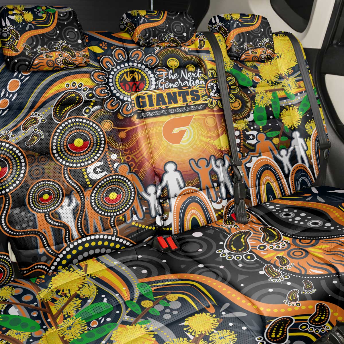NAIDOC Week 2025 Giants Football Back Car Seat Cover Aboriginal Dot Painting