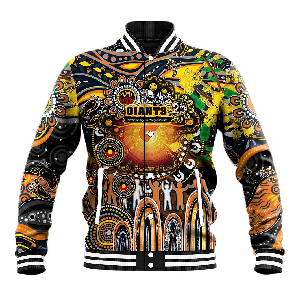 Personalised NAIDOC Week 2025 Giants Football Baseball Jacket Aboriginal Dot Painting