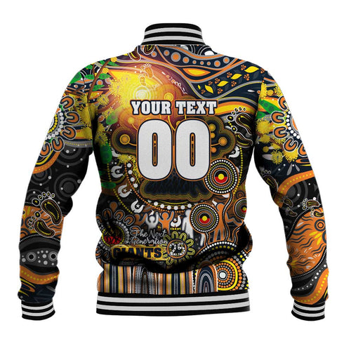 Personalised NAIDOC Week 2025 Giants Football Baseball Jacket Aboriginal Dot Painting