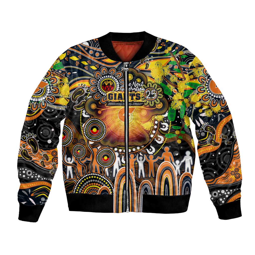 Personalised NAIDOC Week 2025 Giants Football Bomber Jacket Aboriginal Dot Painting