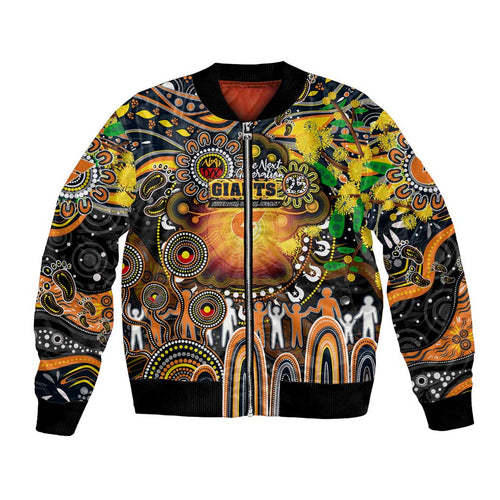 Personalised NAIDOC Week 2025 Giants Football Bomber Jacket Aboriginal Dot Painting