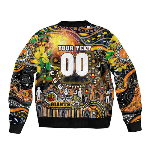 Personalised NAIDOC Week 2025 Giants Football Bomber Jacket Aboriginal Dot Painting