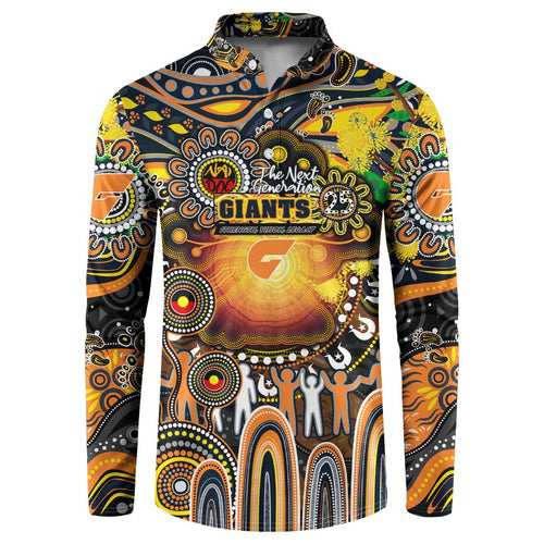 Personalised NAIDOC Week 2025 Giants Football Button Sweatshirt Aboriginal Dot Painting