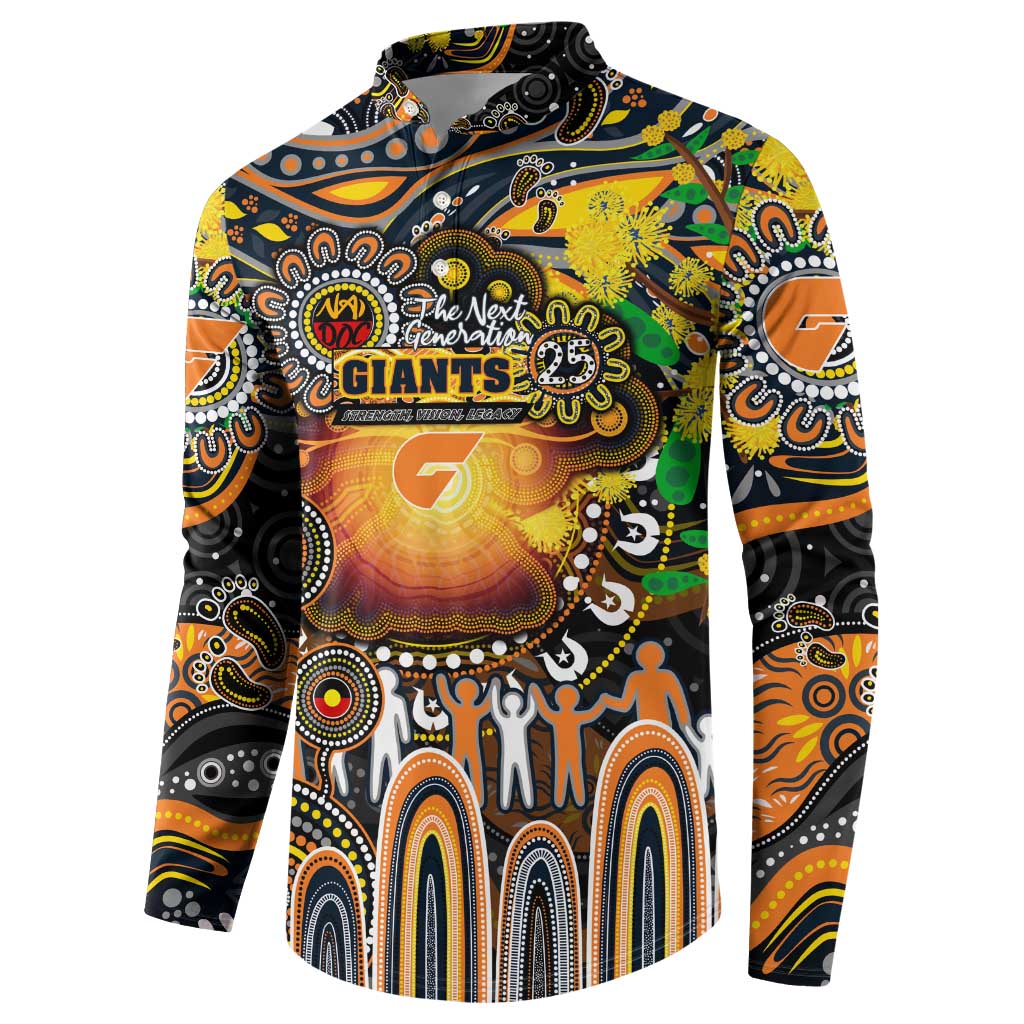 Personalised NAIDOC Week 2025 Giants Football Button Sweatshirt Aboriginal Dot Painting