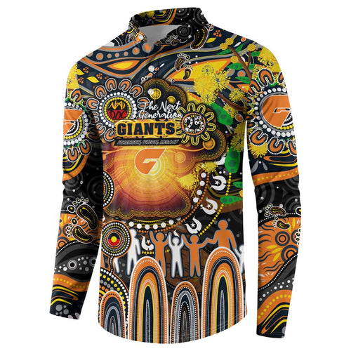 Personalised NAIDOC Week 2025 Giants Football Button Sweatshirt Aboriginal Dot Painting