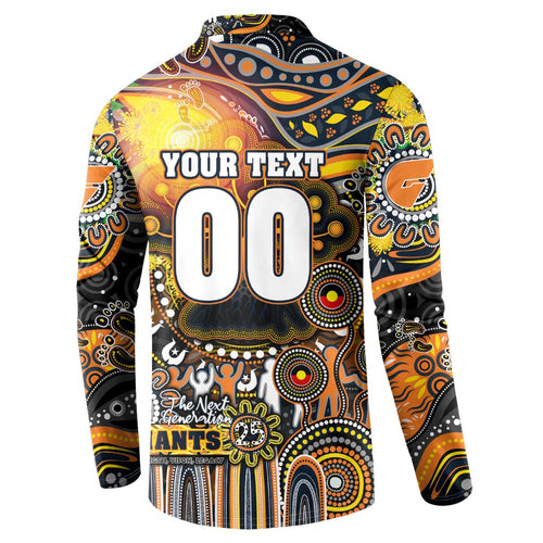 Personalised NAIDOC Week 2025 Giants Football Button Sweatshirt Aboriginal Dot Painting