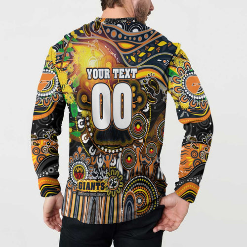 Personalised NAIDOC Week 2025 Giants Football Button Sweatshirt Aboriginal Dot Painting