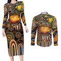 Personalised NAIDOC Week 2025 Giants Football Couples Matching Long Sleeve Bodycon Dress and Long Sleeve Button Shirt Aboriginal Dot Painting