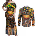 Personalised NAIDOC Week 2025 Giants Football Couples Matching Off Shoulder Maxi Dress and Long Sleeve Button Shirt Aboriginal Dot Painting