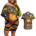 Personalised NAIDOC Week 2025 Giants Football Couples Matching Off Shoulder Short Dress and Hawaiian Shirt Aboriginal Dot Painting