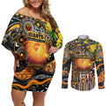 Personalised NAIDOC Week 2025 Giants Football Couples Matching Off Shoulder Short Dress and Long Sleeve Button Shirt Aboriginal Dot Painting