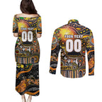Personalised NAIDOC Week 2025 Giants Football Couples Matching Puletasi and Long Sleeve Button Shirt Aboriginal Dot Painting