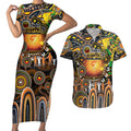 Personalised NAIDOC Week 2025 Giants Football Couples Matching Short Sleeve Bodycon Dress and Hawaiian Shirt Aboriginal Dot Painting