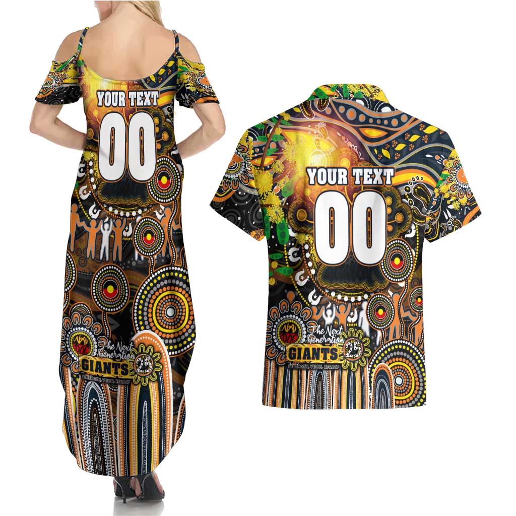 Personalised NAIDOC Week 2025 Giants Football Couples Matching Summer Maxi Dress and Hawaiian Shirt Aboriginal Dot Painting