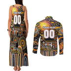 Personalised NAIDOC Week 2025 Giants Football Couples Matching Tank Maxi Dress and Long Sleeve Button Shirt Aboriginal Dot Painting