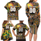 Personalised NAIDOC Week 2025 Giants Football Family Matching Long Sleeve Bodycon Dress and Hawaiian Shirt Aboriginal Dot Painting
