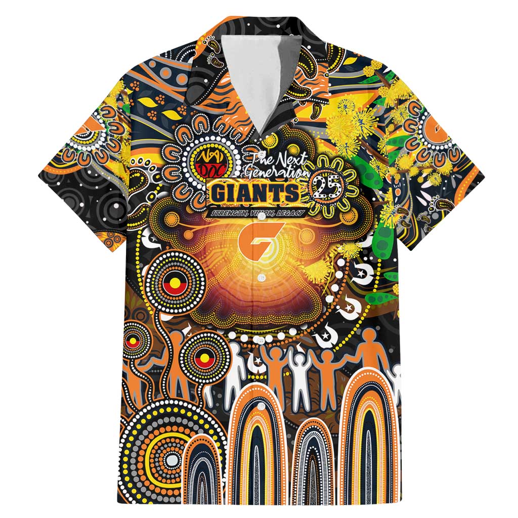 Personalised NAIDOC Week 2025 Giants Football Family Matching Mermaid Dress and Hawaiian Shirt Aboriginal Dot Painting