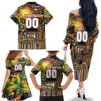 Personalised NAIDOC Week 2025 Giants Football Family Matching Off The Shoulder Long Sleeve Dress and Hawaiian Shirt Aboriginal Dot Painting