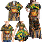 Personalised NAIDOC Week 2025 Giants Football Family Matching Off Shoulder Maxi Dress and Hawaiian Shirt Aboriginal Dot Painting