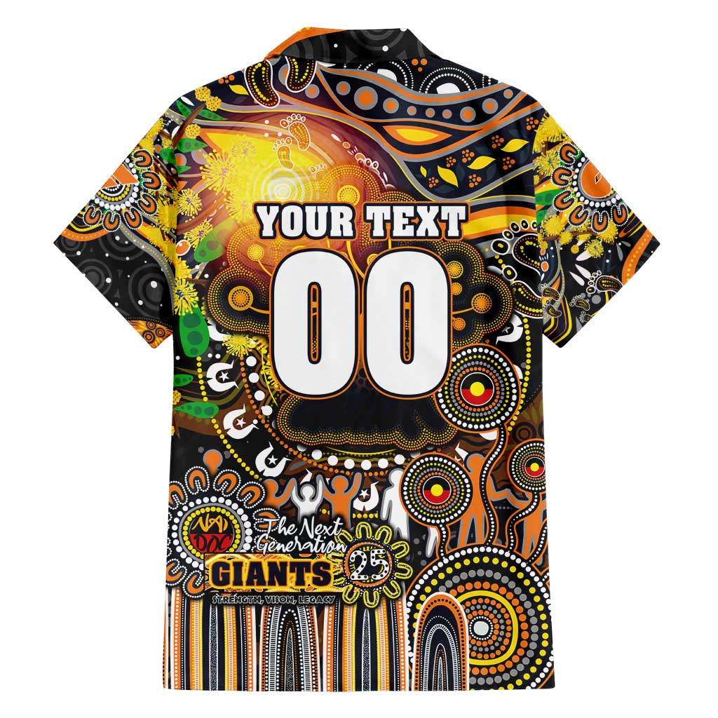 Personalised NAIDOC Week 2025 Giants Football Family Matching Off Shoulder Maxi Dress and Hawaiian Shirt Aboriginal Dot Painting