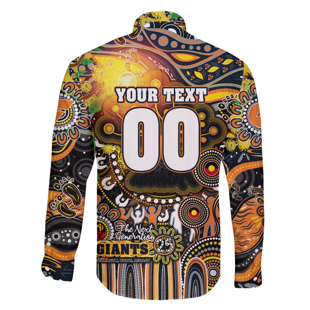 Personalised NAIDOC Week 2025 Giants Football Family Matching Off Shoulder Maxi Dress and Hawaiian Shirt Aboriginal Dot Painting