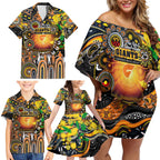 Personalised NAIDOC Week 2025 Giants Football Family Matching Off Shoulder Short Dress and Hawaiian Shirt Aboriginal Dot Painting